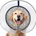 Dog Cone Collar with Enhanced Anti-Licking, Inflatable Dog Cone After Surgery, Adjustable Size with Soft Padding for Small Medium Large Dogs - M+ (Gray)