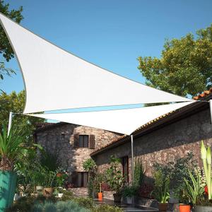 ShadeMart 8' x 8' x 8' Triangle Sun Shade White Sail UPF50 Canopy smTAPT08 Fabric Cloth Screen, Water Air Permeable & UV Resistant, Heavy Duty, Carport Patio Outdoor - (We Customize Size)