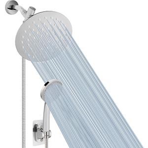 NearMoon Shower Head with Hose, High-Pressure Stainless Steel 8'' Rain Shower and 5 Settings Handheld Shower Spray Combo with Push Button Flow Control for Easy Operation (Chrome)