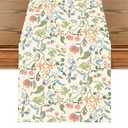 JCJT Spring Floral Table Runner 13x72 Inch – Vintage Botanical Wildflower Print – Rustic Farmhouse Kitchen Dining Table Decor for Easter & Mother's Day – Beige & Green