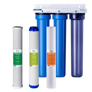 iSpring Whole House Water Filter System, Reduces Chloramine, PFAS, Chlorine, Sediments, 3-Stage Whole House Water Filtration System, 5-Micron, 3/4" Inlet/Outlet, Model: WCB32C-GAC
