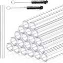 20 Pieces 6 Inches Long Clear Glass Tubes for Art DIY, 12mm OD 8mm ID 2mm Thick Wall Glass Borosilicate Blowing Tubing with 5 Cleaning Brush