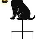 Solar Garden Stakes Golden Retriever Silhouette Dog Welcome Sign with Lantern Outdoor Decorative Stakes for Outside,Pathway,Yard, Lawn