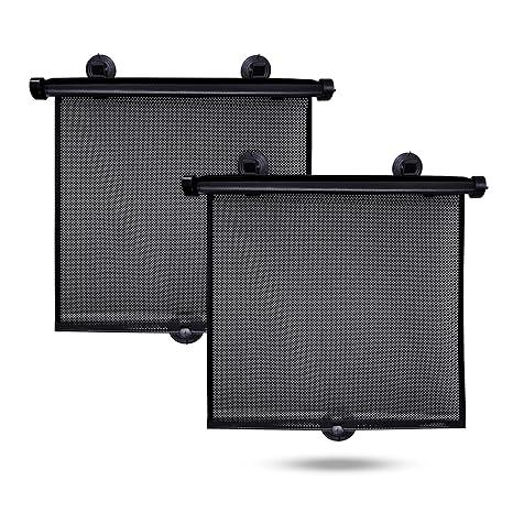 EcoNour Car Side Window Sun Shade (2 Pack) | Retractable Roller Sunshade for Kids | Baby Car Window Shades for UV and Sun Glare Protection | Baby Travel Accessories (15"x17")