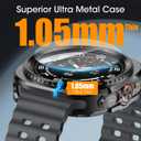 3 in 1 Metal Case for Samsung Galaxy Watch Ultra 47mm with Screen Protector, Rugged Metal Bumper with 9H Tempered Glass Film + Back Cover for Galaxy Watch Ultra 47mm