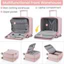 TRAVELEO 3 Piece Luggage Set 16 Inch Carry On with Front Opening, Expandable PC Hardshell Suitcase with 14" Cosmetic Case & Handbag, Lightweight Underseat Rolling Luggage with TSA Lock & PVC Cover