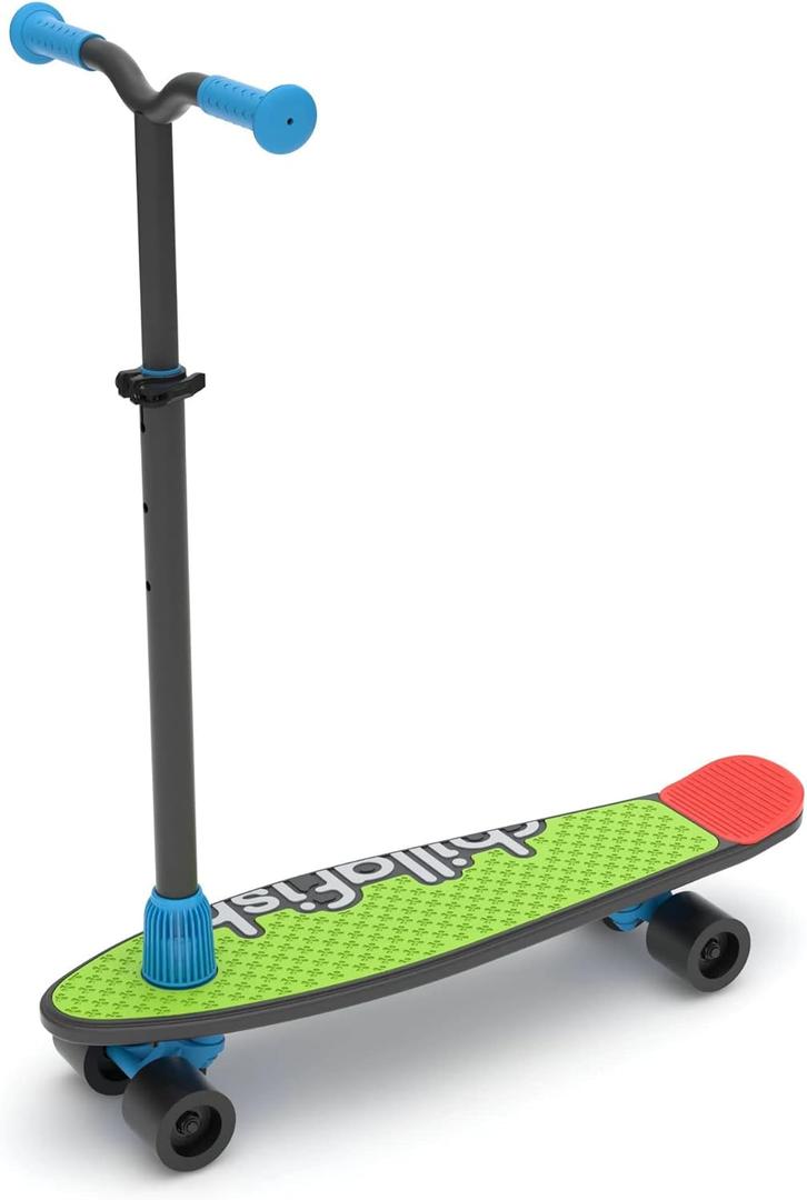 Chillafish Skatieskootie Customizable Training Skateboard and Lean-to-Steer Scooter with Detachable Stability Handlebar, Ages 3+ (Black Mix)