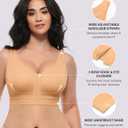SHAPELLX Post Surgery Bras Front Closure Compression Bra Surgical Wirefree Mastectomy Bra with Adjustable Straps (Beige, XL)