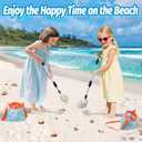 2 Pack Sand Sifter with Seashell Bags - 21.6"~33" Adjustable Shark Tooth Sifter for The Beach Seashell Collecting, Mesh Shovel Scooper with Retractable Handle, Beach Toys for Adults Family Kids