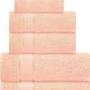 Bath Towels Set-100% Cotton- 2 Bath, 2 Hand & 2 Washcloths- Large, Thick, Fluffy, Absorbent, Quick Dry, Soft, Plush -Gift, Pool, Hotel, Gym Towel -6 Piece Luxury Bathroom Towels -Peach