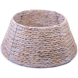 24in Christmas Tree Collar, Christmas Tree Ring Adjustable Water Hyacinth Skirt, Christmas Tree Skirt for Decoration, Base Protection from Pets (White)