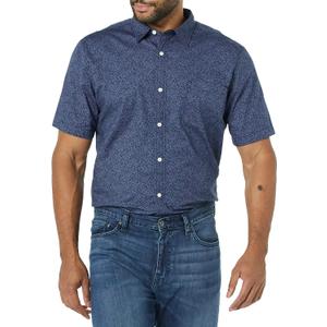 Amazon Essentials Men's Slim-Fit Short-Sleeve Poplin Shirt (Blue, XXXL)