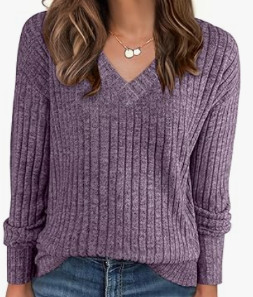 ANRABESS Long Sleeve Shirts for Women Crewneck Tunic Tops Loose Fit Dressy Womens Sweaters with Pockets Fall Fashion S
