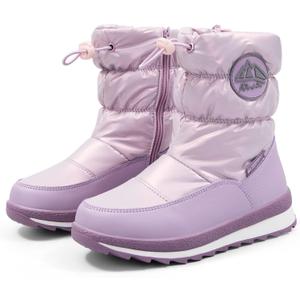 K KomForme Kids Snow Boots for Boys Girls Toddler Winter Outdoor Boots Waterproof with Fur Lined (Size: 12 Little Kid) (Pearl Purple)