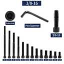 3/8-16 x 3/4" Socket Head Cap Screws Bolts, 20Pcs 304 Stainless Steel 18-8, Allen Socket Hex Drive, Full Thread, Black Oxide by SG TZH(with Hex Spanner)
