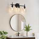MOKATNG 3-Light Bathroom Light Fixtures, Black Vanity Lights for Bathroom with Clear Glass, 19.5 Inch Bathroom Lighting Fixtures Over Mirror, Modern Wall lamp for Cabinet Hallway