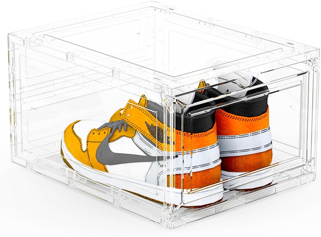 Large Shoe Storage Boxes Clear Plastic Stackable 1 Pack, Thicken and Sturdy Shoe Organizer for Closet, Space Saving Shoe Rack Containers Bins Display Case for Sneaker Storage, White13