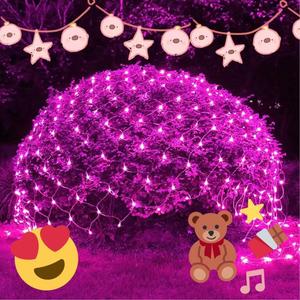 JMEXSUSS 200 LED Pink Net Lights Outdoor Mesh Lights, 8 Modes 9.8ft x 6.6ft Net Light for Bushes Plug in, Waterproof Bush Light for Wedding Ceiling Christmas (Pink)