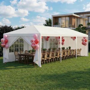 HOTEEL 10x30 FT Party Tent Outdoor Canopy Tents for Parties with 8 Removable Sidewalls, Carpas para Fiestas Waterproof for Gazebo Large Backyard Shelter Patio Wedding Events BBQ