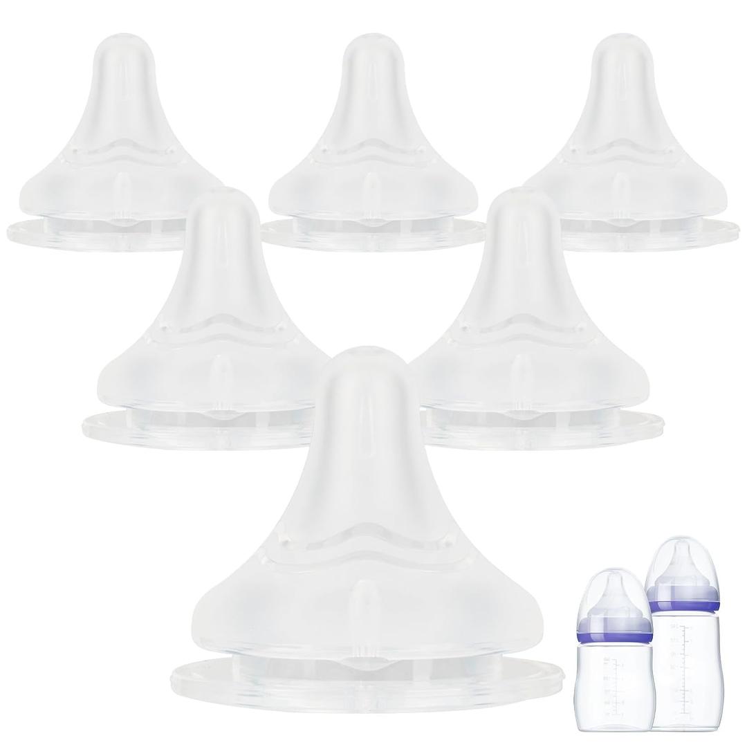 Silicone Nipples for Lansinoh Bottles, Size L,Replacement Bottle Nipple,6m+,Fast Flow, 6 Count
