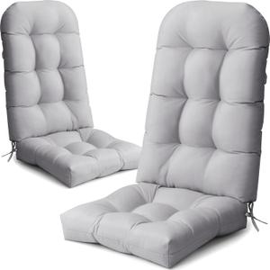 Crestlive 50x20x4 Inch Adirondack Chair Cushion, Outdoor Rocking Chair Cushions Water Resistant High Back Patio Chair Cushions Set of 2, Thick Patio Replacement Cushions Light Gray