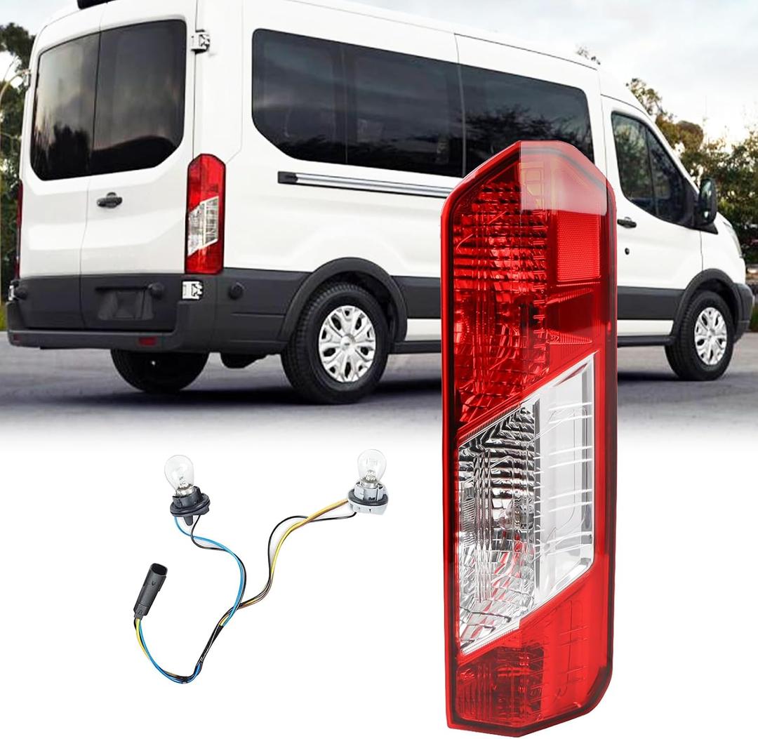 RH Tail light Assembly Fit for 2015-2025 Ford Transit 150 250 350 350HD Rear Lamp Right Passenger Side Brake Lamp W/Bulbs and Harness Halogen Type W/Single Rear Wheels CK4Z13404K FO2801242C