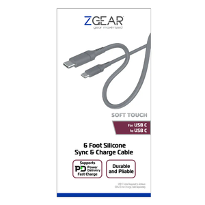 ZGear 6 Foot Silicone Rubber Sync & Charge Cable For USB C to USB C