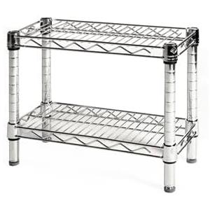 Shelving Inc. 12" d x 18" w Chrome Wire Shelving with 2 Tier Shelves, Weight Capacity 800lbs Per Shelf