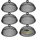 Gerrii 6 Pcs Metal Mesh Food Cover Outdoor Mesh Food Tents Dome Screen Plate Covers for Dinner Plates Reusable Fruit Fly Nets Picnic Umbrella for Table, BBQ, Camping, Party(Black,11 Inch)
