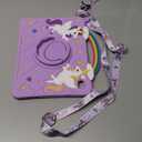 for iPad A16 Case - for iPad 10th Generation Cases Cute Girls Kawaii Cover Girly 3D Cartoon Teen with Rotating Stand & Strap Soft Silicone Tablet Cover for Apple A16 11 Inch/10 gen 10.9 Inch (Purple)