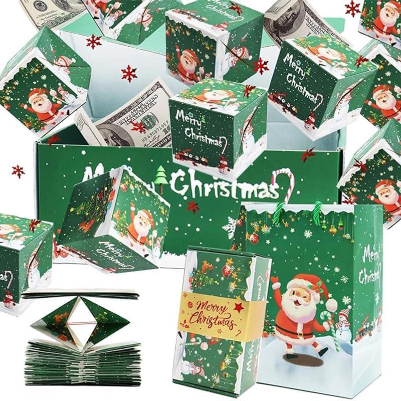 Surprise Gift Box Explosion For Money Unique Folding Bouncing Cash Explosion Luxury for Birthday Christmas Valentine Proposal (10 Bounces),Green