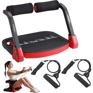 Ab Machine with Resistance Bands for Abdominal Exercise - 3 Levels Adjustable Sit-Up Exercise Equipment for Home Gym, Core & Full Body Workout