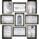 Picture Frames 4x6 inch (10.2x15.2cm) 9 Opening Wooden Picture Frames Collage Wall Decor White and Natural (natural+black)
