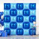 NISOCY 25PCS Deep Blue Square Foil Balloons Wall Backdrop Double Sided Pearl Blue Balloons Arch Kit for Birthday Graduation Baby Shower Wedding Memorial Day Party Decorations