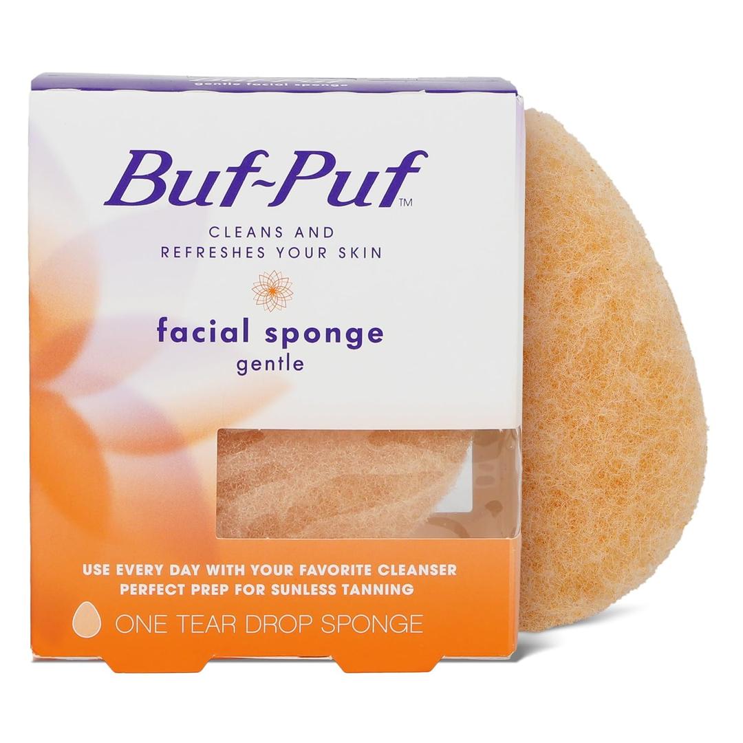 Buf-Puf Gentle Facial Sponge, Dermatologist Developed, Removes Deep Down Dirt & Makeup That Causes Breakouts and Blackheads, Reusable, Exfoliating, 1 Count