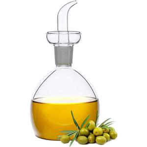 HAIZEEN 5 oz / 150 ml No Funnel Needed Olive Oil & Vinegar Dispenser Glass Cruet Decanter for Kitchen, Lab glassware seal handicraft Keeps Fresh Longer