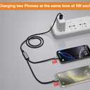 4FT Multiple Charger Cable, 2Pack, 2-in-1 USB C, USB A to Dual USB C Cord, Multi USB Type C Splitter Cable for iPhone 16/15 Pro Max, iPad Air/Pro, Galaxy S24, Google Pixel,Android,Car