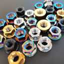 RISON Titanium Flange Nut M10x1.5mm Titanium Sprocket Nut Gold 6AL4V Nut for Motorcycle 5PCS