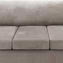H.VERSAILTEX Sofa Cover 4 Piece T Cushion Sofa Slipcovers Thick Velvet Couch Cover Furniture Protector Stretch Sofa Covers for 3 Cushion Couch with 3 Individual T Cushion Covers Washable, Taupe, 3 Cushion Sofa