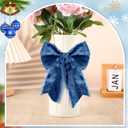 Hotop 12 Yards Frayed Velvet Ribbon, Blue 1.5 Inch Raw Edge Silk Velvet Ribbon Wide Handmade Fringe Fabric Ribbon for Gift Wrapping Bow Making DIY Crafts Party Decoration