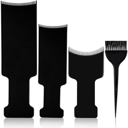 Jaasuee 4-Piece Balayage Highlighting Kit - Black Nylon Combs & Brush for Salon & Home Use