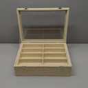 Frebeauty 16 Slots Sunglasses Organizer,2 Layer Velvet Sunglasses Tray with Glass Lid,Multiple Pairs Sunglass Display Case for Man or Woman,13.7 * 10.25 * 4.1 Inches Eyeglass/Eyewear Box (Beige)