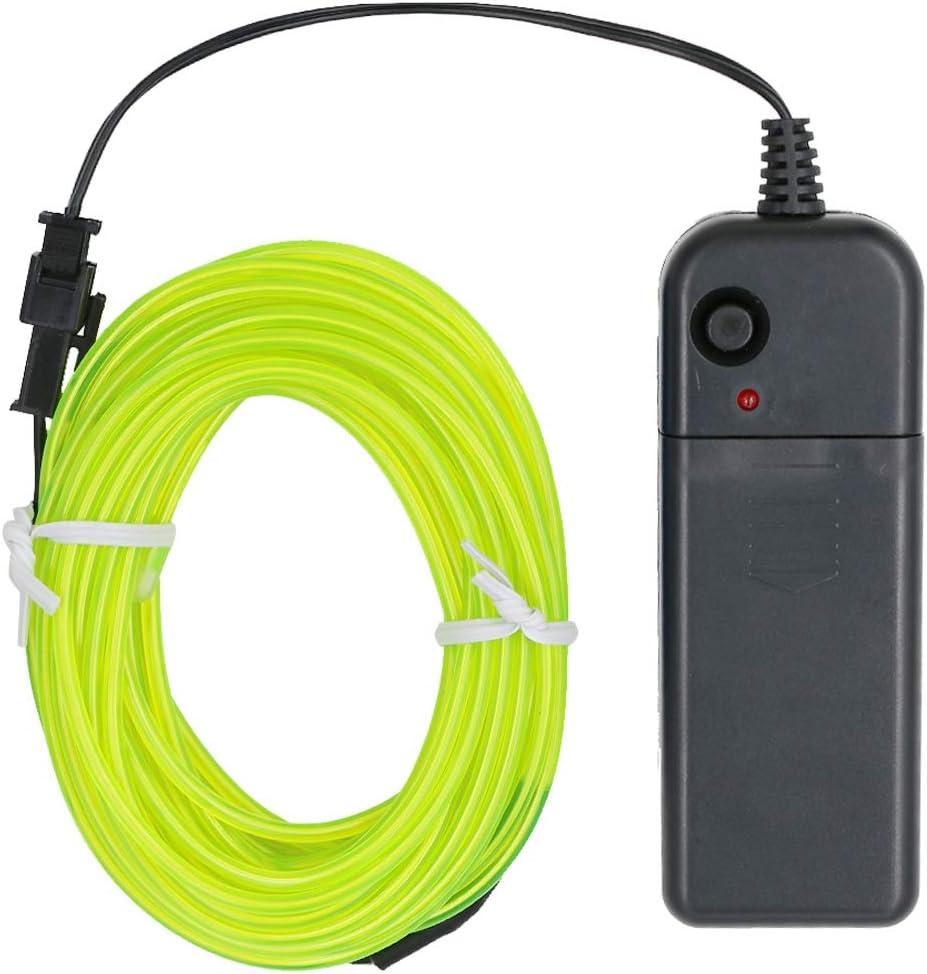 Searik EL Wire Green Lights 16.4ft/5m, Portable EL Wire Glowing Rope Lights LED Strips with Battery Controller for Halloween Decorations Party Favor Festival Car DIY Clothes Decor