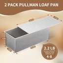 XUOHEAD 2 Pack Large Pullman Loaf Pan with Lid，Nonstick Bakeware Bread Pan，2.2lb，Bread Pans for Homemade Bread/ Toast/ Sourdough，Sandwich Bread Loaf Pan，Silver