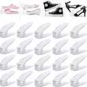 YIHATA Shoe Slots Organizer 20 Pack, Adjustable Shoe Stacker Space Savers 50%, Upgrade Double Deck Shoe Rack Holder for Closet Organization, White