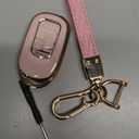 Lucrum Compatible with Honda Key Fob Cover & Leather Keychain - TPU Keyfob Case for Accord Civic CR-V HR-V Pilot Ridgeline, For 5 Button Remote (2022-2026) - Pink and Gold