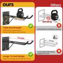 14'' Large Garage Hooks with 3 Support Rods, Heavy Duty Steel Garage Storage Wall Hooks for Garden Tool Organizer, Shed Organizer, Ladder Hooks, Car Tires, Chairs 4 Pack