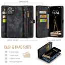 Asuwish Phone Case for iPhone 16 6.1 inch Zipper Wallet Magnetic Detachable Cover with Tempered Glass Screen Protector and PU Leather Flip Credit Card Holder Cell i Phone16 i16 16Case Women Men Blue