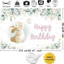 AIBIIN 7x5ft Easter Bunny Birthday Banner, Rabbit Eucalyptus Leaves Birthday Photography Backdrop, Pastel Green Floral Easter Bday Backdrop, Kids Party Decorations Photo Studio Props