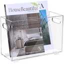 Crystal Clear Acrylic Magazine Holder,Space Saving Magazine Rack, Book Basket, Storage Organizer Bin for Living Room, Bathroom, Home Office, Newspapers